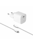 FIXED Fast Charger USB-C PD 20W+USB-C/Lightning 1m White