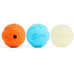 ChuckIt! Fetch Medley Gen 1 Rubber Dog Balls, The Whistler, Max Glow & Rebounce Balls for Dogs, Durable High Bounce Launcher Compatible Dog Toy, Medium, 3 Pack