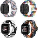 4 st Elastiska Nylonband Kompatibla med Fitbit, Fitbit Versa 3 Armband Flätad Nylon Sport, Fitbit Versa 4 Armband Ersättning