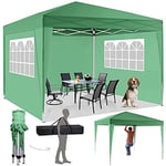 Tonnelle Pliante - 3 x 3 m - Étanche - Protection UV 50+ - avec 4 Parties latérales - pour Camping, Jardin, Mariage, Plage