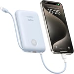 Batterie Externe 30w Ultra Rapide Charge 20000 Mah,Power Bank Usb C Avec Câble Intégrés,Batterie Portable Compacte Compatible Avec Iphone 15 14 13 12 11 Samsung S24 S23 S22 Fold 5(Bleu)