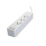 CHACON Bloc multiprise 3 prises 16 A avec 2 ports USB et câble 1.5 m HO5VV-F 3x1.5 mm² blanc et argenté