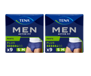 TENA Men Active Fit Incontinence Pants Plus S | M Small Medium 9 Pants x 2 ***