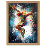 Before the Land Parkour Jump Paint Splat Portrait Artwork Framed Wall Art Print A4