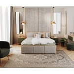 Lit coffre Barcelona 140 x 190 cm avec sommier à lattes relevable - Chêne - Gris clair