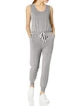 Amazon Essentials Women's Studio Terry Fleece Jumpsuit (Available in Plus Size), Light Grey Heather, XXL