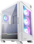 MPG Velox 100R White Boîtier PC Gaming : ARGB, Support Vertical pour Carte Graphique, aérations latérales, Compatible radiateur 360mm, Type-C, Panneau en Verre trempé, supporte jusqu'à 7 Ventilateurs