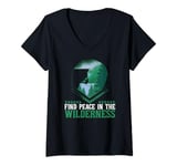 Womens FIND PEACE IN THE WILDERNESS. Hikers, Climbers V-Neck T-Shirt