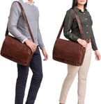 Sac Messenger Vintage en Cuir | Sac à Bandoulière Hommes Femmes | Sacoche Laptop 15 Pouces pour Bureau, Université, Travail | Sac en Cuir Véritable