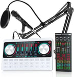 Live Sound Card Set with Streaming Mic and 2 Audio Interface with DJ Mixer with