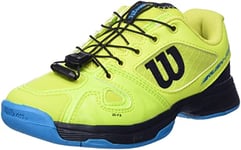 Wilson Chaussures de Tennis pour Adolescents et Enfants, RUSH PRO JR QL, pour tout type de surfaces, pour joueurs de tout niveau, WRS327870E010, Vert/Bleu/Bleu, Taille 33