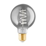 Eglo Connect.z Smart Home E27 LED Filament Light Bulb, G80, ZigBee, app and Voice Control Alexa, dimmable, Warm White, 4 watt, Vintage Lightbulb Smoked Glass