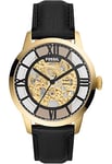 Fossil Montre pour homme Townsman, mouvement automatique, boîtier en acier inoxydable doré de 44 mm avec bracelet en cuir, ME3210