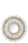 J-Line miroir Rond Soleil - bois - blanc lavé