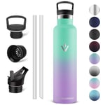 Vikaster Water bottle - Thermos 1l, Gourde Avec Paille, Gourdes Sans BPA, Gourde Enfant & Adulte pour Sport, école, Bureau, Gym, Voyage