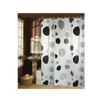 MSV - Rideau de douche Plastique pva 180x200cm Noir & Blanc - Anneaux inclus