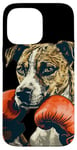 Coque pour iPhone 14 Pro Max Costume de chien de boxe cool pour les fans d'animaux et de gants de combat