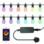 Long Life Lamp Company 12 LED Smart Festoon Lights RGB App Controlled Outdoor Colour Changing Party Lights Mains Powered 10 metres WFFL01