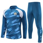 23-24 Manchester City Hemmatröja Nr. 17 De Bruyne Foden Nr. 9 Haaland Långärmad Set för Barn och Vuxna blå camouflage blue camouflage 14 blue camouflage 14