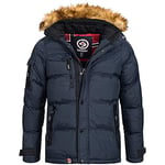 Geographical Norway BONAP MEN - Doudoune Chaude Matelassée Homme - Veste Manteau Chaud Doublure Hiver Hommes - Blouson Coupe Vent Manches Longues - Rembourrage Qualité Tissu Léger BLEU MARINE - S