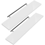 Set de 2 Étagères murales flottantes mdf robuste effet flottant support de fixation inclus étagère bois rangement livre décoration cd Set de 2 pièces