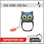 Clé USB 128 Go Flash Drive USB 128 GB 100 % Réel 2.0 Bon Pour cadeaux Multi Owl Type (Grise)