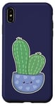 Coque pour iPhone XS Max Cactus Kawaii en pot pour les amateurs de plantes succulentes bleu nuit