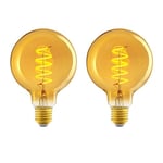 Amazon Basics Lot de 2 ampoules LED E27, vintage, verre ambré rétro de style antique, G93, 4 W (équivalent à 25 W), lumière ultra chaude 1800 K pour la décoration