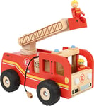 Small foot 8509 Échelle en bois pour camion de pompier, avec échelle à plateau tournant et 2 figurines de pompier