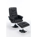 Fauteuil inclinable de Massage rembourré en pu avec repose-pieds ottoman avec masseur à 5 points pour salon chambre à coucher, noir