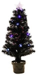 WeRChristmas 3 ft Black Pre-Lit Multi-Colour Fibre Optic Christmas Tree with Blue/ White LED and Star Topper