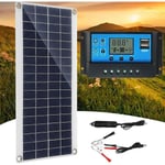 300W 12V solpanel, solpanelssats, batteriladdningssats med 60A solcellsladdningsregulator för husbil, båt, utomhus, trädgård, belysning
