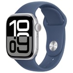 Apple Watch Series 10 GPS 42 mm Aluminium Argent Bracelet Sport Denim M/L