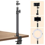 TARION Overhead Tripod Camera Desk Mount 360° Flexible Articulating Arm with 3/8'' Screw and 3/8'' to 1/4'' Screw for DSLR Cameras Projector Ring Light (S(with Head))