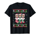 Ugly Xmas Sweater Coyote In Christmas Socks T-Shirt