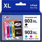 903 Xl 903Xl Cartouches D'Encre Remplacement Pour Hp 903Xl 903 Xl Cartouches Encre Pour Hp Officejet Pro 6970 6960 Officejet 6950, Grande Capacité (4-Pack, Noir Cyan Magenta Jaune)[DYJ072293]