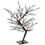 WeRChristmas Illuminated Cherry Blossom Tree with 96-LED Brown Trunk and Branches, 2 feet/60 cm - Multi-Colour