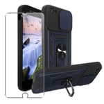 Case for iPhone 6 / 6s Phone Cover + Glass Screen Protector, Stand Navy