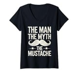 Womens Funny The Man The Myth The Mustache | Mustachioed Men V-Neck T-Shirt