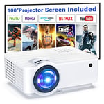 Vidéoprojecteur avec Bluetooth 5.1, 9500 lumens, 1080p natif avec écran de 100" Compatible avec HDMI, USB, AV, Smartphone, Pad, TV Box, Ordinateur Portable