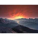 Papier Peint Photo INTISSÉ-(205045)-MONTAGNE DE LA VALLÉE DES NEIGES-300x223cm-6 lés-Mural Poster Géant XXL-Beach Mer Océan Sunset