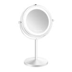 Gillian Jones Bordsspegel med LED-ljus & x10-förstoring - Vit - 17,5 cm diameter, 32 cm höjd