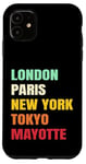 Coque pour iPhone 11 Mayotte Fier d’être Mahorais Paris Tokyo new York Mayotte