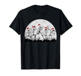 Skeletons Dancing to Rock Guitar in Graveyard with Xmas Hats T-Shirt