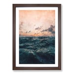 Big Box Art Ocean Beneath a Peach Sky Painting Framed Wall Art Picture Print Ready to Hang, Walnut A2 (62 x 45 cm)