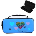 Etui pochette Switch LITE bleu personnalisee prenom coeur raye