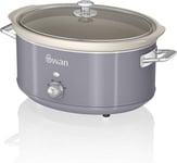 Swan SF17031GRN Retro Slow Cooker with 3 Temperature 6.5 Litres, Grey