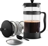 KICHLY 1000ml Cafetiere 8 Cup French Press Coffee Maker, 8 Cup, Black 