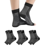 3 par neuropatistrumpor, lugnande strumpor för neuropatismerta, tendinit kompressionsstrumpor, plantar fasciit, neuropati - Svart - Svart - Black - L XL