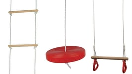 SET: swing with Rings/Rope Ladder/Red Plate Swing-Gymnastics monkey bar trapeze